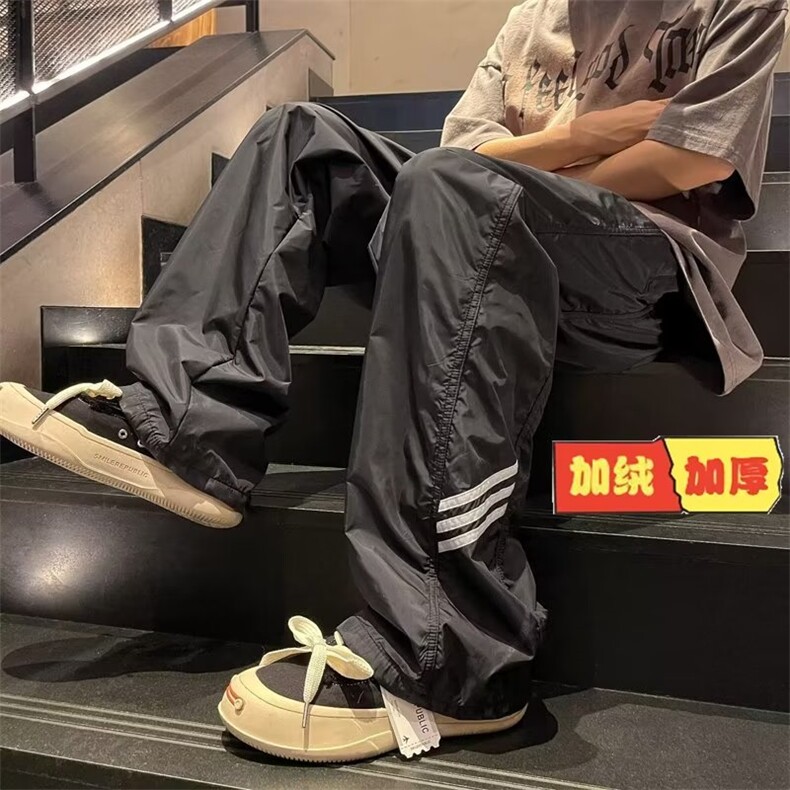 秋冬季ins潮牌宽松直筒阔腿裤运动裤男休闲长裤QK320-P32 加绒42图片