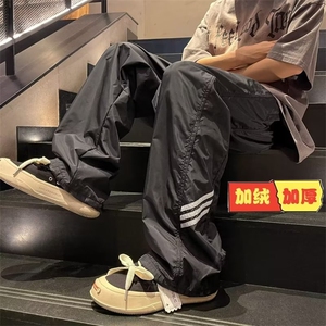 秋冬季ins潮牌宽松直筒阔腿裤运动裤男休闲长裤QK320-P32 加绒42图片