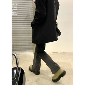 开叉牛仔裤女2025秋季新款宽松直筒显瘦渐变色阔腿裤子高街ins潮图片