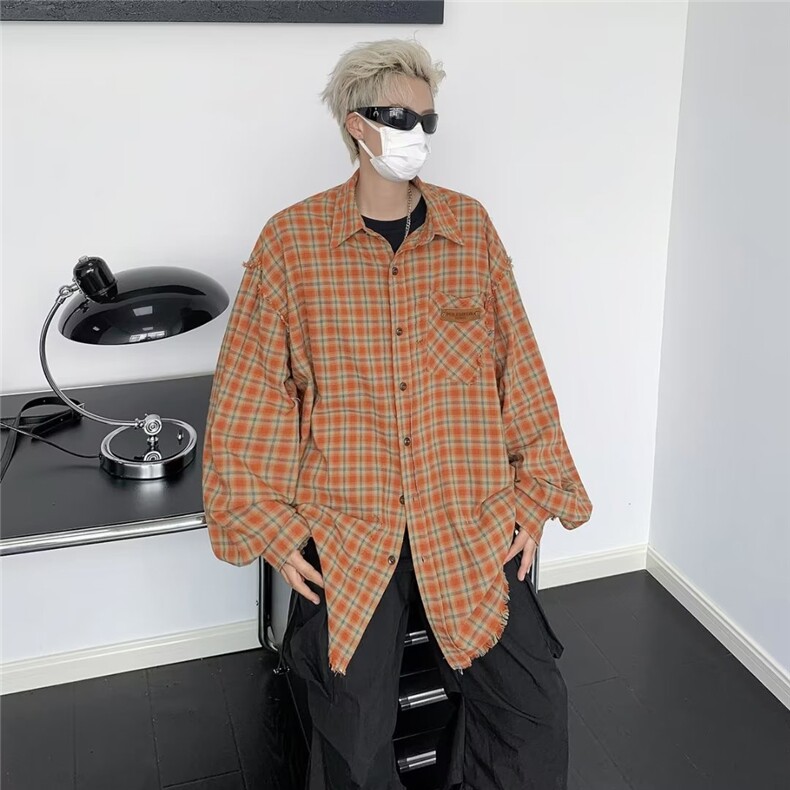 2024春千鸟格炸街外套男大码潮牌翻领休闲小香风吃LC123-P45,女装短外套,星座1109-3