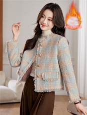 小香风外套配连衣裙女2025秋冬装新款高端毛呢显瘦百搭上衣，女装毛呢外套，婵米儿