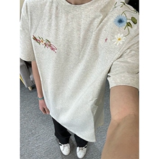 万针全刺绣工艺抖音得物高品质260克重磅纯棉双纱美式高街短袖T恤，男装T恤，电商A486