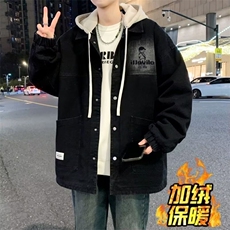 1506-1/M9221/P70牛仔外套男青少年秋冬宽松褂高中学生加绒百搭，男装工装外套，星座1506-1