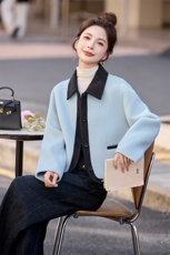 毛呢外套女2025秋冬新款小个子高级感韩系超好看短款双面羊毛大衣，女装毛呢外套，奕可儿