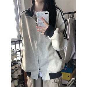 抖音得物高品质 美式高街重磅结构设计拼接织带立领卫衣外套 CM42图片