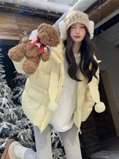现货主推2025新款气质轻薄泡芙加厚保暖白鸭绒短款羽绒服女，女装羽绒服，时尚风爆