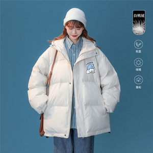 中性22冬季加绒加厚白鸭绒保暖百搭连帽羽绒服外套YR142P225控298,银灰羽绒服搭配什么围巾图片