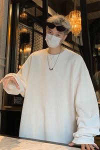 量大优 供视频 港风摆拍大码V领长袖T恤卫衣男 CP81-特p25图片