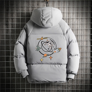 MY16142-P100 加厚加绒连帽衣男大码服男面包服男 网格挂拍图片