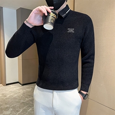 店主风小伙秋冬男修身衬衫领假二件针织毛衣301A-1/M66/P75控95，男装针织衫/毛衣，星座301A-1