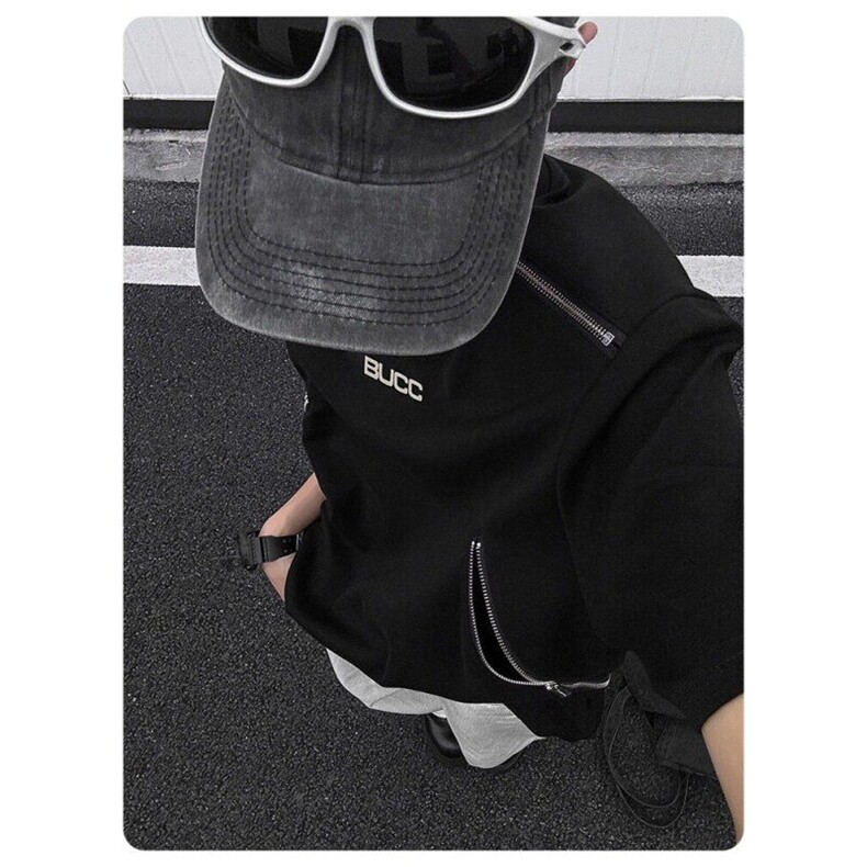 【有货】DAT10-特批42拉链垫肩短袖男款潮牌痞帅t恤重磅夏季半袖,男装T恤,星座603-2