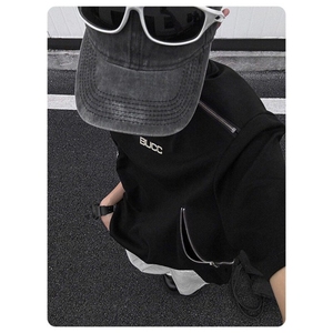 【有货】DAT10-特批42拉链垫肩短袖男款潮牌痞帅t恤重磅夏季半袖图片