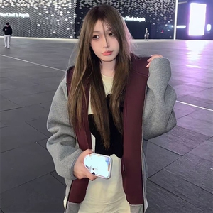 抖音得物高品质 秋冬美式高街重磅结构双层双面连帽卫衣外套XS107图片