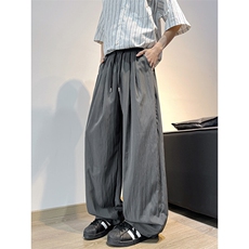 8XL-M冰丝凉感直筒裤子垂坠感大码薄款速干长裤阔腿裤KZ1956特P35，男装休闲裤，电商B238