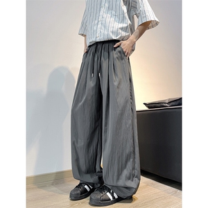 8XL-M冰丝凉感直筒裤子垂坠感大码薄款速干长裤阔腿裤KZ1956特P35图片
