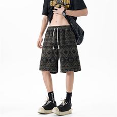 03民族风宽松直筒休闲短裤风潮流格子裤XZ211-1-K2515-P40，男装休闲裤，星座211-1