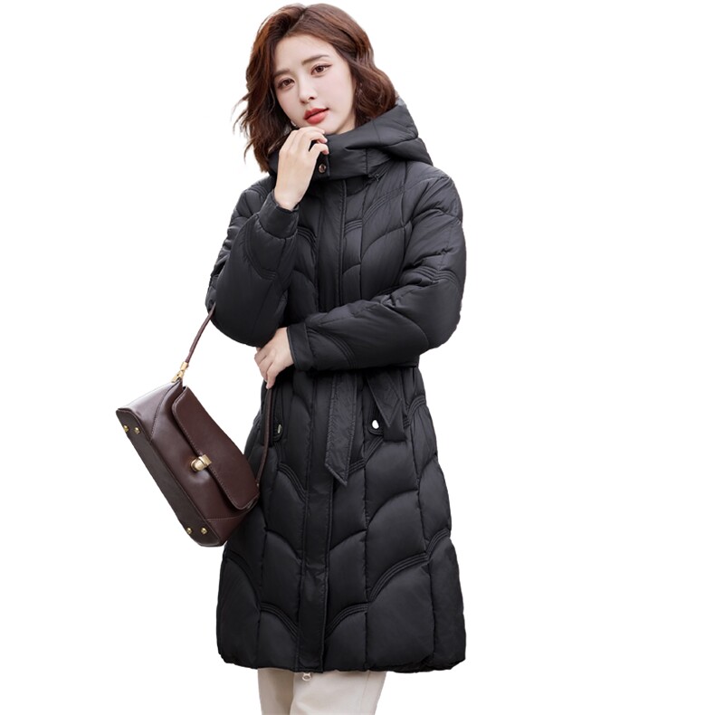 时尚气质棉衣女冬季新款百搭温柔淑女通勤连帽可拆中长款棉服外套,女装棉衣/棉服,韩蔻秀