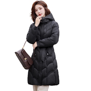 时尚气质棉衣女冬季新款百搭温柔淑女通勤连帽可拆中长款棉服外套图片
