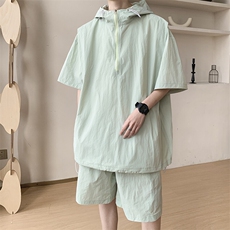 8XL-M休闲运动套装大码工装短袖冰丝薄款连帽户外防晒衣TZ1701P68，男装休闲套装，电商B238