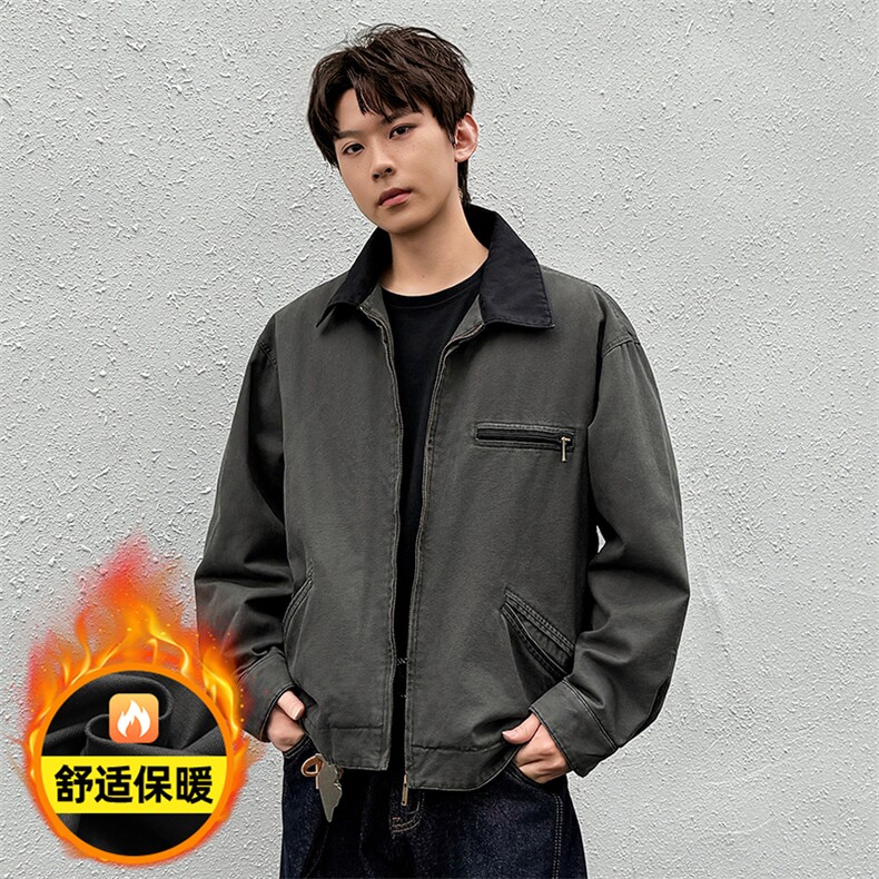 重磅美式水洗做旧工装秋冬新款夹克棉衣外套 436-996-P125178图片
