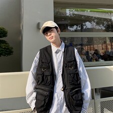 工装马甲男口袋2023夏季新款ins高街宽松百搭帅气外套W2449-P43图片