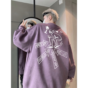 抖音得物高品质美式高街麂皮绒宽松圆领卫衣wyjp3930-特p35控69图片