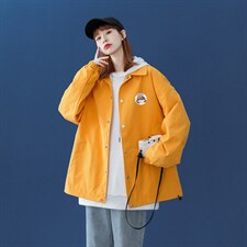 中性22秋季简约风趣味印花翻领夹克纽扣外套JK310P45控58，男装夹克，A247A