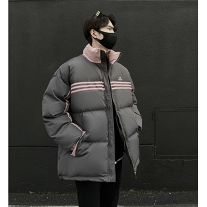 冬装新品 美式条纹织带棉服 刺绣logo棉衣休闲外套男 G1100 P118图片
