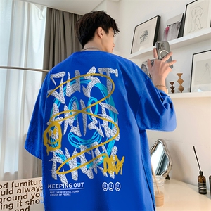 XZ514-2-T1013-P25 美式短袖T恤男 2026夏季字母涂鸦印花体恤上衣图片