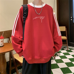 美式三杠条纹复圆领卫衣秋冬男女宽松长袖SW2455 -P45控68 50棉图片