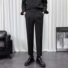 裤子男款九分小西裤男士潮牌百搭坠感新款高级感休闲西装裤K62，男装西裤，星座1116A-2（原606A-1）
