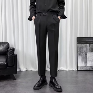 裤子男款九分小西裤男士潮牌百搭坠感新款高级感休闲西装裤 K62图片