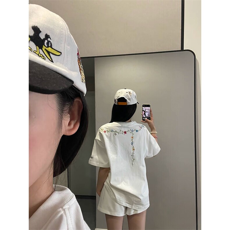 万针全刺绣工艺抖音得物高品质260克重磅纯棉双纱美式高街短袖T恤,男装T恤,电商A486