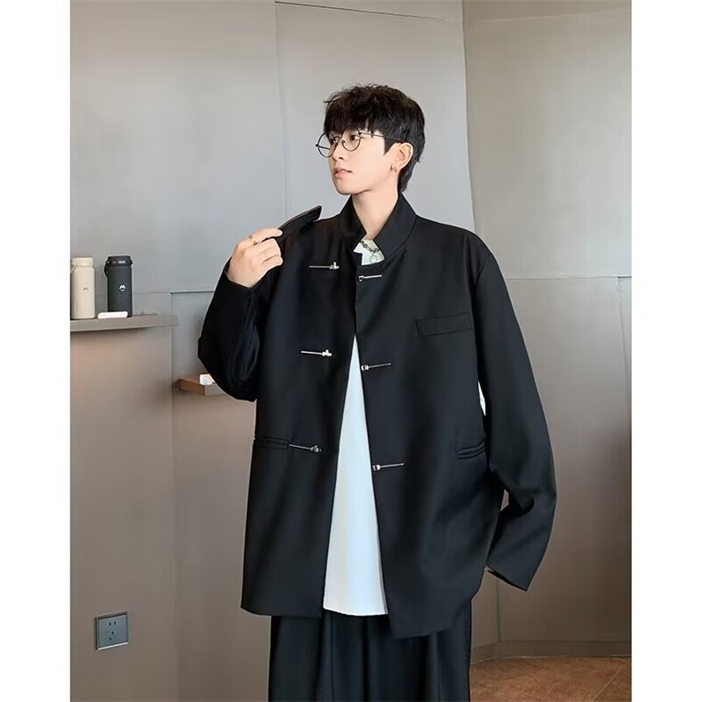 新中式风立领中山装男士休闲西服高级感修身小西装外套J8158,男装西服,星座1116A-1（原606A）