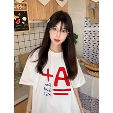 H0564-P35字母刺绣休闲宽松短袖T恤女，女装T恤，星座617A-2