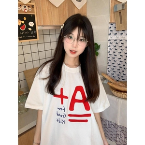 H0564-P35字母刺绣休闲宽松短袖T恤女图片