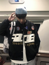 机车赛车棉服外套男冬oversize棒球服美式高级感小众vibe高街棉衣，男装夹克，电商A089-1