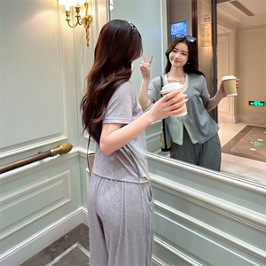 《现货48H》休闲短袖新款时尚假两件套装运动套装图片