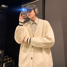 2023秋冬季V领开衫毛衣外套新款学院风韩版宽松针织衫M801-P56，男装针织衫/毛衣，星座512-2