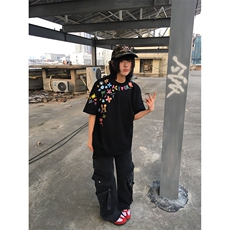 时尚日系气质新款潮流夏季新款花卉潮牌vibe短袖男百搭CTX1289，男装T恤，星座208-5