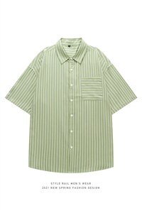 2021年夏季新款条纹衬衫男白底平铺宽松衬衫DS-C407-CS306-P35图片