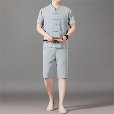 风唐装短袖衬衫男夏季中老年风中式汉服套装MJ5103B-P90，男装衬衫，星座1105-3