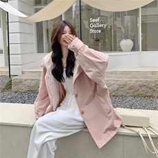 大货已出假两件蕾丝拼接风衣外套5772-P175K259，女装风衣，2C332