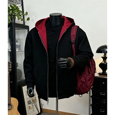 重磅高品质硬挺boxy26春装美式高街结构撞色拼接连帽卫衣开衫外套，女装短外套，电商A486