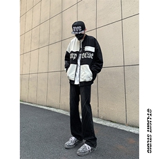 B221美式ins高街暗黑小众个性设计直筒牛仔裤LK23144-P65控88，男装牛仔裤，电商B221