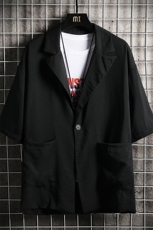 A119-P50七分袖西装男大码宽松五分袖小西服网格挂拍，男装西服，电商A040A