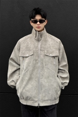 现货灰色男士皮夹克机车情侣皮衣外套JK306P80，男装夹克，星座1904A-1