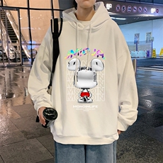 WY2214-P35加绒款-P40纯棉连帽卫衣男大码运动帽衫宽松薄外套男，男装卫衣，电商A040