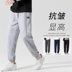 高品质春款男休闲卫裤条纹束脚直筒贴标休闲长裤K02 P40图片