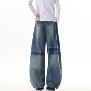 玫瑰字母刺绣牛仔裤裤子男女款cleanfit直筒弯刀裤NZ126-P50图片